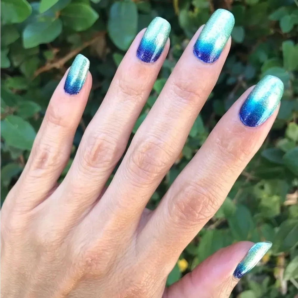 *Retired* Color Street: Long Time No Sea | Mint Blue Glitter Ombre Gradient